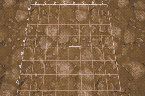 Solve a 3d nonogram puzzle - a cursor moves around a grid overlaid on stone. We see pieces of stone being cut away. Eventually, a now freed piece of stone is lifted away.